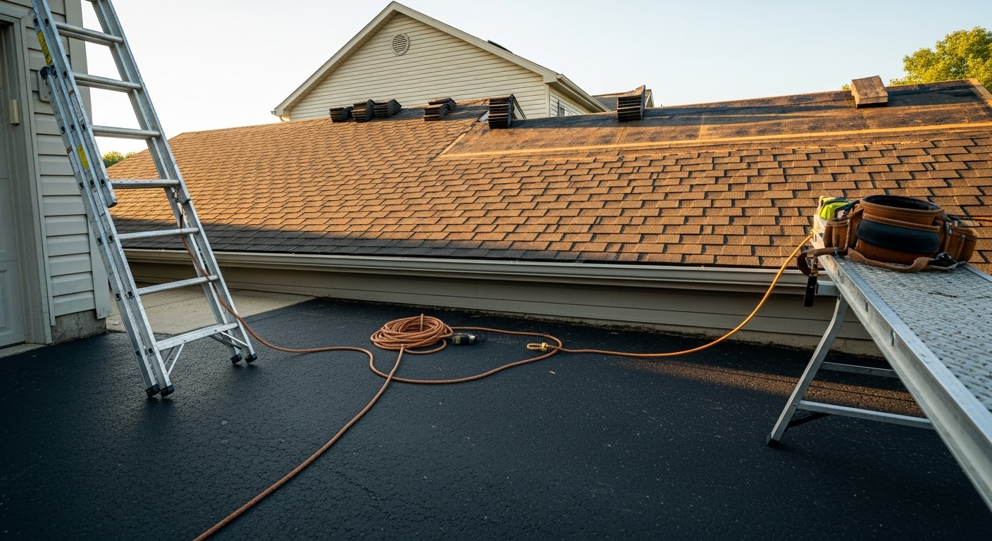 Storm damage roof repair and restoration work